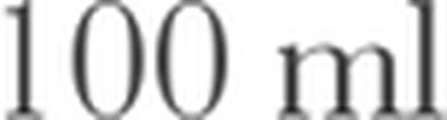 The words 100 ml cut from the original and scaled up, the letter edges soft and blurred