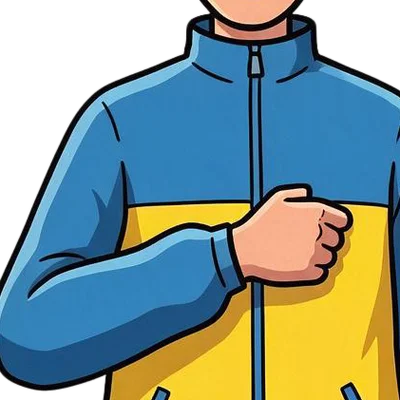 Close-up of the body layer: the same hand as a closed fist, the chest filled in where the strap had been