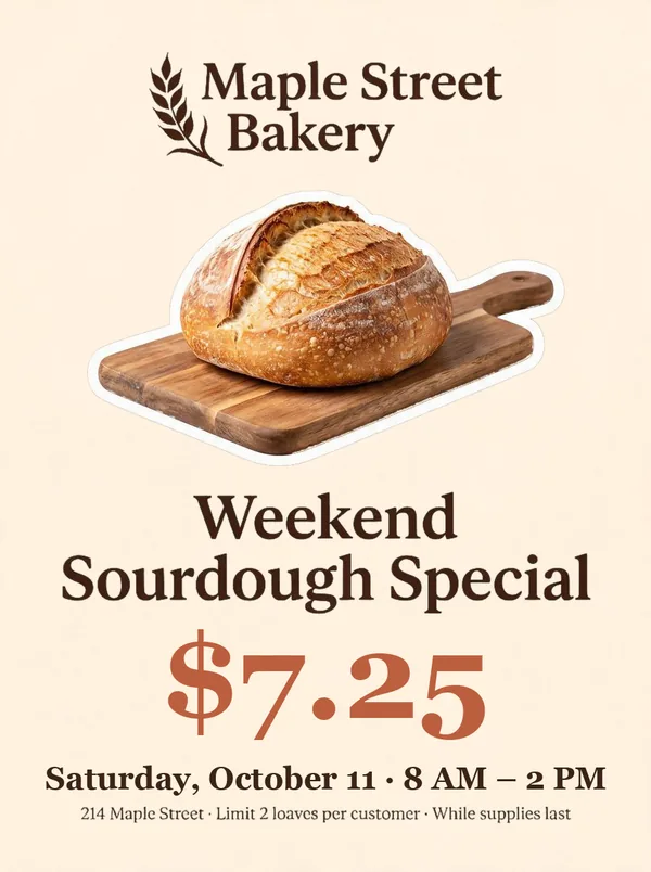The same flyer with the price changed to $7.25 and the date to Saturday, October 11