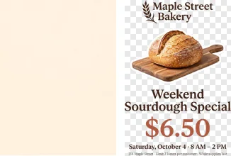 The layers returned when the flyer was split at 2: the background first, then each separated element on a checkerboard