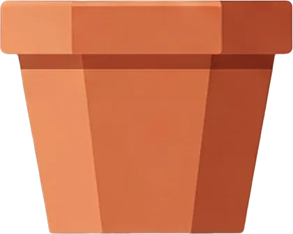 The terracotta pot cut out on its own transparent layer